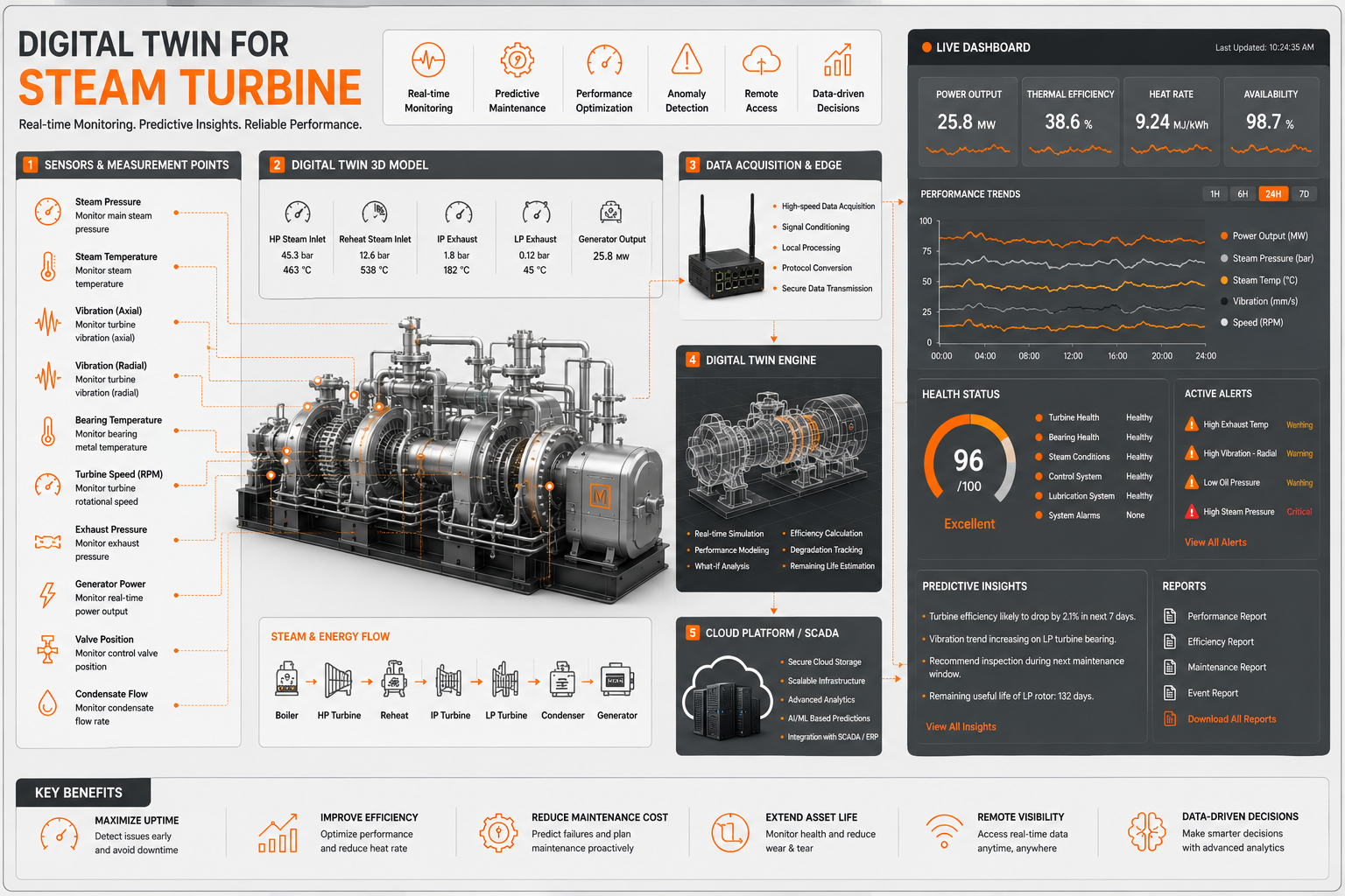 Steam turbine — operational intelligence and performance monitoring